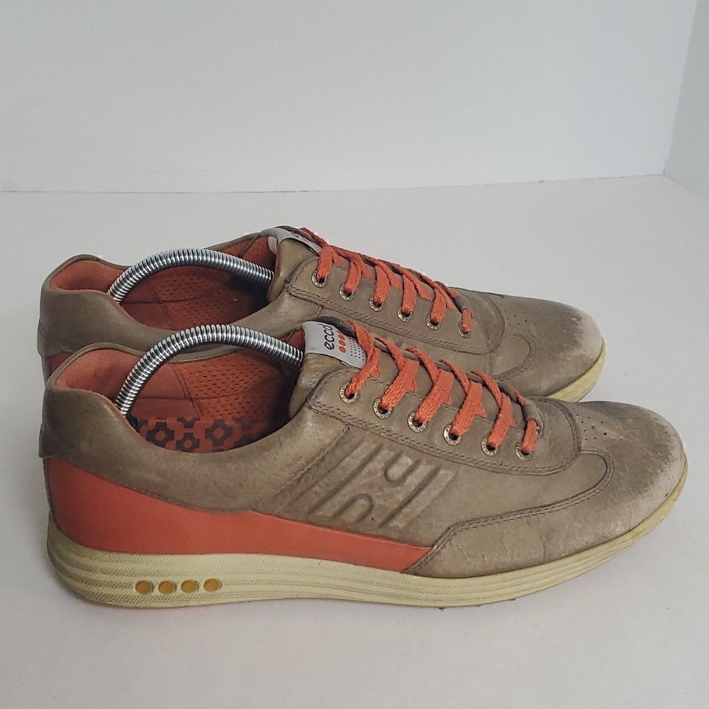 Ecco Hydromax Men's Leather Golf Shoes Tan Orange Size 44